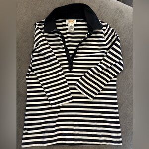 Talbots Black and White Striped Polo